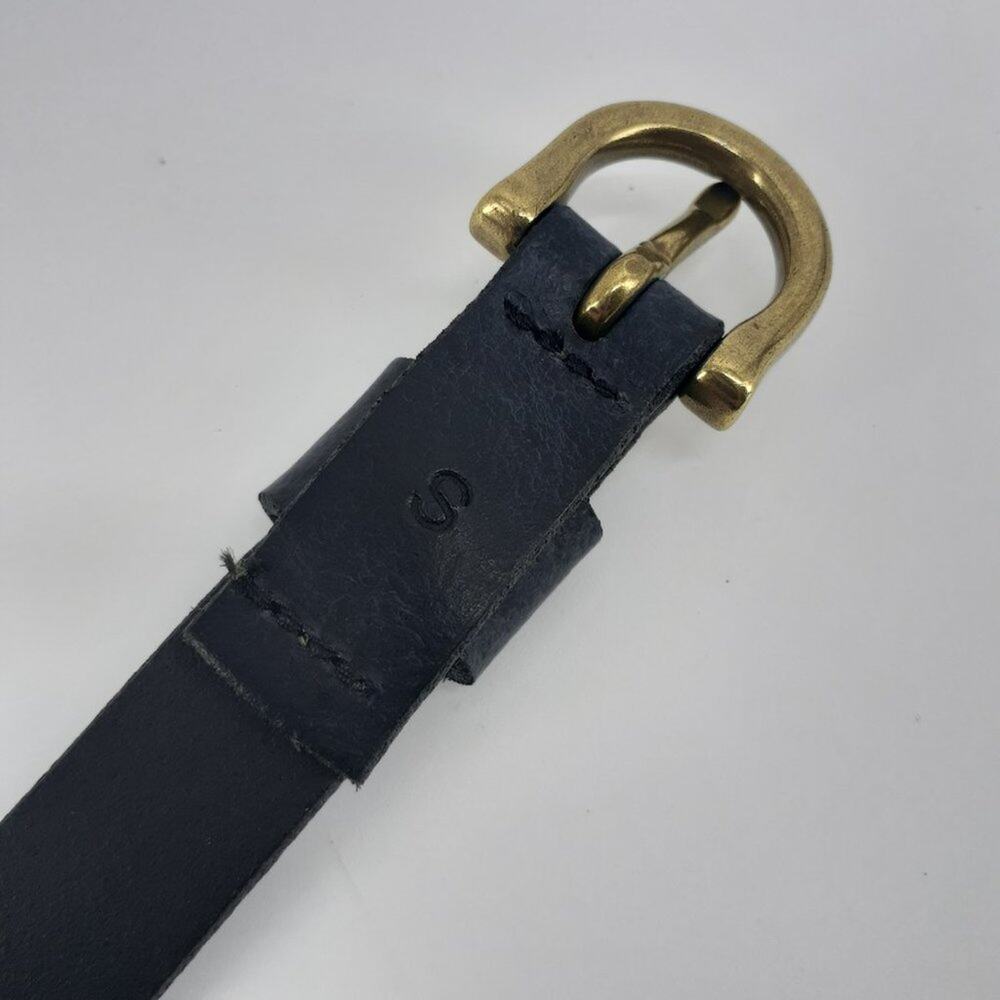 Women Fashion Skinny Dress Belt Black Gold Tone Brass Buckle - Picture 2 of 9